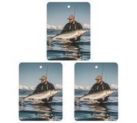 Bass Fishing Wave Car Air Freshener, 3 Pcs Square Hanging Air Freshener Cards, Long Lasting Fragrance Scented Cards for Car, Home, Office White-style