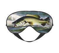 Bass Fishing Wave Eye Mask, Sleep Mask for Men Women 100% Blackout, No Pressure On Eyes, Soft & Breathable