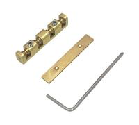 Bass Guitar Bridge Set for 4 String Bass, Brass Metal Replacement Part with Adjustable Saddles for Bridge Swap and Setup Work At Home Replacement Brass Guitar Set Adjustable Saddle Repair Part Gold