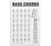 Bass Guitar Chords Chart Poster, Learn Bass Guitar, Bass Chords Poster, Basic Music Theory Poster Decorative Metal Tin Sign Wall Art Posters for Room Aesthetic 8x12 inch