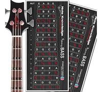 Bass Guitar Fretboard Note Map Decals/Stickers 2-Pack for Learning and Practicing Notes on Bass Guitar