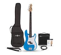 Bass Guitar LA by Gear4music Blue with 15W Amp Gig Bag and Cable