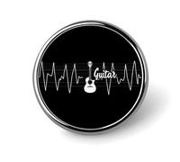 Bass Guitar Player Heartbeat Round Brooch Pin Lapel Pins Tie Suit Dress Accessories for Men Women Wedding Birthday
