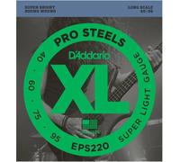 D'Addario Bass Guitar Strings, XL Pro Steels, EPS220, Long Scale, Super Light Gauge 40-95, 4-String Set, Pack of 1