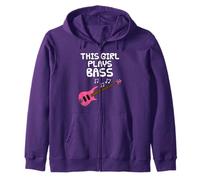Bass Guitar, This Girl Plays Bass, Female Bassist Musician Zip Hoodie