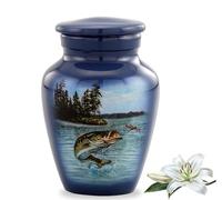 Bass Keepsake Urn - Bass Fishing Mini Cremation Urn - Gone Fishing Token Urns - Funeral and Memorial Sharing Urns for Human Ashes with Premium Box, Bag & Funnel (Keepsake)