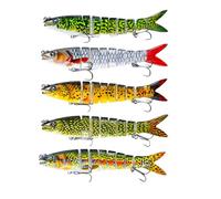 Bass Lures, Realistic Hard Action Lures Set - 5 Pieces Swimbaits with Multiple Joints - for Outdoor Trout Saltwater Fish Dores