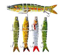 Bass Lures | Realistic Motion Bait, 5 Pieces Multi-Jointed Swimmer Lure with Wavy Movement, for Outdoor Saltwater Trout Fish Dores