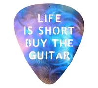 Bass Picks, Guitar Accessories, LIFE IS SHORT - Buy Guitar Metal Art Deco Guitar Picks, Hollow Out Words Guitar Plectrums for Bass Electric Guitars, Ukulele Pick for Guitar Players