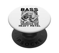 Bass Player Bassist Funny Fish Hooked On Heavy Metal Music PopSockets Adhesive PopGrip