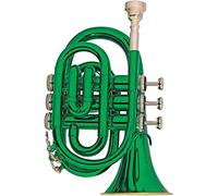 Bass Trumpets, Professional mini trumpet Mini Trumpet Standard Brass Green Color Tone Bb Pocket Trumpet