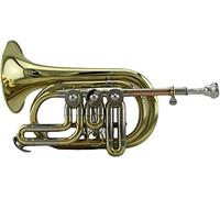 Bass Trumpets, Professional mini trumpet New Brass Tube Body Paint Gold B-tune Brass Instrument Rotary Valve Pocket Trumpet Palm Trumpet Cornet