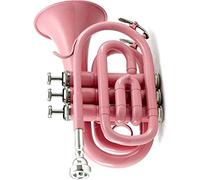 Bass Trumpets, Professional mini trumpet Professional Pocket Trumpet Flat B Bb Tone Brass Wind Instrument With Mouthpiece Gloves Case(3)