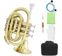Bass Trumpets, Professional mini trumpet Professional Pocket Trumpet Standard Brass Trumpet Flat B Bb Brass Instrument With Mouthpiece Gloves
