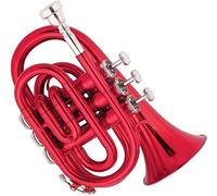 Bass Trumpets, Professional mini trumpet Red Color Brass Body Tone Bb Pocket Trumpet Brass Instrument Suitable For Beginners