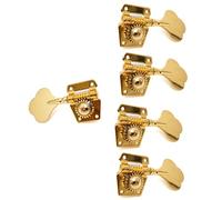 Bass Tuning Pegs Set - Multiple Configurations (3R3L, 4R, 4L, 2R2L, 3R2L, 4R1L, 1R4L, 4R4L) - 1:21 Gear Ratio Open Gear Tuners, Gold Machine Heads for Jazz & Precision Bass Guitar (1L4R)