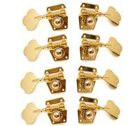 Bass Tuning Pegs Set - Multiple Configurations (3R3L, 4R, 4L, 2R2L, 3R2L, 4R1L, 1R4L, 4R4L) - 1:21 Gear Ratio Open Gear Tuners, Gold Machine Heads for Jazz & Precision Bass Guitar (4L4R)