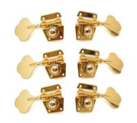 Bass Tuning Pegs Set - Multiple Configurations (3R3L, 4R, 4L, 2R2L, 3R2L, 4R1L, 1R4L, 4R4L) - 1:21 Gear Ratio Open Gear Tuners, Gold Machine Heads for Jazz & Precision Bass Guitar (3L3R)