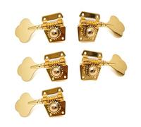 Bass Tuning Pegs Set - Multiple Configurations (3R3L, 4R, 4L, 2R2L, 3R2L, 4R1L, 1R4L, 4R4L) - 1:21 Gear Ratio Open Gear Tuners, Gold Machine Heads for Jazz & Precision Bass Guitar (3L2R)