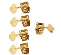 Bass Tuning Pegs Set - Multiple Configurations (3R3L, 4R, 4L, 2R2L, 3R2L, 4R1L, 1R4L, 4R4L) - 1:21 Gear Ratio Open Gear Tuners, Gold Machine Heads for Jazz & Precision Bass Guitar (4L1R)