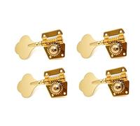 Bass Tuning Pegs Set - Multiple Configurations (3R3L, 4R, 4L, 2R2L, 3R2L, 4R1L, 1R4L, 4R4L) - 1:21 Gear Ratio Open Gear Tuners, Gold Machine Heads for Jazz & Precision Bass Guitar (4L)