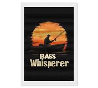 Bass Whisperer Sunset Diamond DIY Painting Kits Round Full Drill Digital Art Craft for Home Office Wall Decor 8"x12"