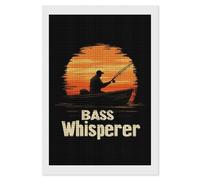 Bass Whisperer Sunset Diamond DIY Painting Kits Square Full Drill Digital Art Craft for Home Office Wall Decor 8"x12"