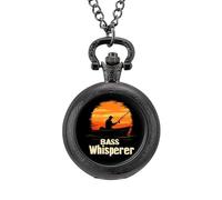 Bass Whisperer Sunset Men's Pocket & Fob Watches Analogue Display Quartz Watch with Chain for Birthday Christmas Father's Day Black-Style