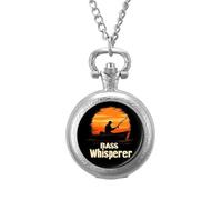 Bass Whisperer Sunset Men's Pocket & Fob Watches Analogue Display Quartz Watch with Chain for Birthday Christmas Father's Day Silver-Style