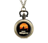 Bass Whisperer Sunset Men's Pocket & Fob Watches Analogue Display Quartz Watch with Chain for Birthday Christmas Father's Day Coppery-Style