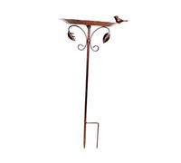 Bassadoro Bird Bath with Stake - Retro Iron Art Birdbath Bowl for Garden Patio Lawn Yard Decor, Vintage Water Bowl for Songbirds- Bronze