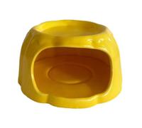 Bassadoro Ceramic Hamster Feeder, Pudding-shaped Cave for Small Animals, Dwarf Hamsters, Squirrels And Other Pets- Yellow