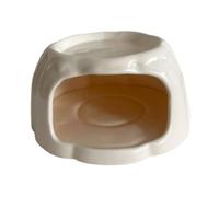 Bassadoro Ceramic Hamster Feeder, Pudding-shaped Cave for Small Animals, Dwarf Hamsters, Squirrels And Other Pets- Light Orange