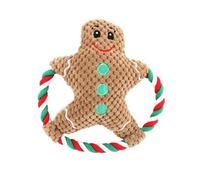 Bassadoro Squeaky Dog Toy, Gingerbread Man Interactive Toy with Sound, Durable Chew Toy for Small Medium Large Dogs, Indoor Outdoor Play, 8.27x7.09 inch