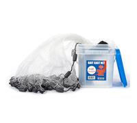 BASSDASH American Saltwater Fishing Cast Net 3/8 1/4-Inch Mesh 4ft 6ft 8ft Radius, 1-Pound Per Foot, for Bait Fish with Utility Bucket Casting