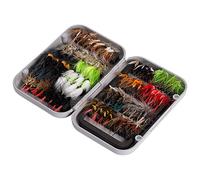 Bassdash Fly Fishing Assorted Flies Kit, Pack of 64 pcs Fly Lure Including Dry Flies, Wet Flies, Nymphs, Streamers, Terrestrials, Leeches and More, with Magnetic Fly Box