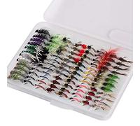 Bassdash Fly Fishing Lures Kit with Box Nymph Beadhead Wet Fishing Dry Flies for Trout Bass Salmon