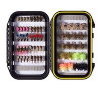 Bassdash Fly Fishing Lures Kit with Box Nymph Beadhead Wet Fishing Dry Flies for Trout Bass Salmon (60pcs barbless trout/grayling flies)