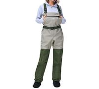 BASSDASH IMMERSE Women’s Breathable Stocking Foot Fishing Waders Waterproof Lightweight Chest Wader, Light Tan/Green, Medium 8-9