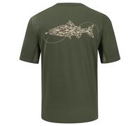 BASSDASH Men’s Graphic T-Shirts Short Sleeve Fishing Shirt UPF 50+ Moisture Wicking UV Sun Protection FS36M, Olive Green/Salmon, 3XL