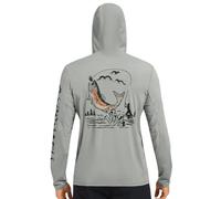 BASSDASH Men’s UPF 50+ Graphic Fishing Hoodie Shirts UV Sun Protection Long Sleeve Moisture Wicking Performance FS48M, Ash Grey/Rainbow Trout, XL