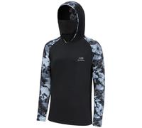 Bassdash Men's UPF 50+ Camo Hoodie Shirt with Mask Long Sleeve Sun Protection Neck Gaiter Hooded Tee for Fishing Hiking
