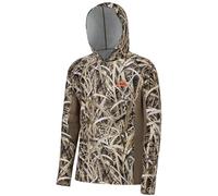 BASSDASH Men's UPF 50+ Lightweight Hunting Camo Hoodie Quick Dry Performance Long Sleeve Fishing Shirt with Hood FS30M, Dried Reeds, M
