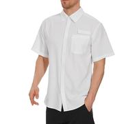 Bassdash Men's UPF 50+ Short Sleeve Button Down Fishing Shirt Breathable Lightweight for Outdoors Hiking Camping White