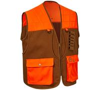 BASSDASH Unisex Upland Game Field Water-Resistant Bird Hunting Vest with Multi Pockets Brown/Orange Men Women FV11, Brown/Orange, Large