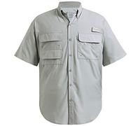 Bassdash UPF 50 Men’s Fishing Dress Shirt Button Down Woven Short Sleeve Outdoor Cool Grey