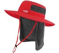 Bassdash UPF 50+ Sun Fishing Hat Water Resistant with Detachable Neck Flap Red
