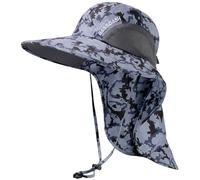 Bassdash UPF 50+ Unisex Water Resistant Wide Brim Sun Hat with Large Neck Flap Ponytail Fishing Hat for Men Women