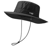 Bassdash UPF 50+ Water-Resistant Fishing Bucket Hat with Laser Perforated Mesh Adjustable for Men Women Outdoor Hiking Black