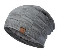 Bassdash Winter Slouchy Beanies Thick Fleece Lined Skull Cap for Men Women Warm Knitting Hat Light Grey